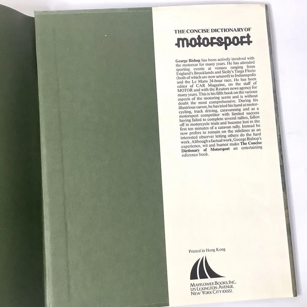 George Bishop The Concise Dictionary‎ Of Motorsport 1st Edition Bison 1979 HC DJ
